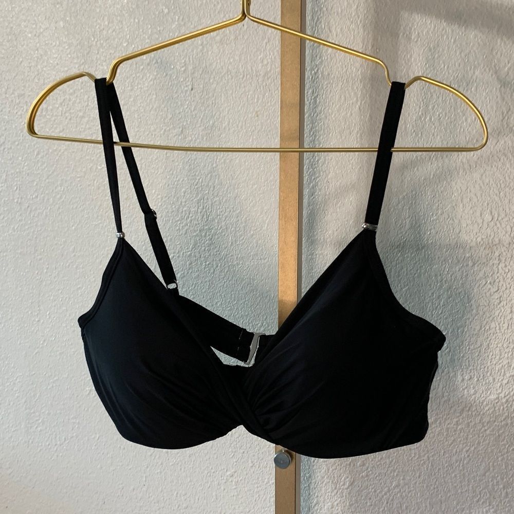 Calvin Klein Black Women's swim top with twist detail- XL